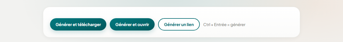 Zoom auf die drei Buttons zum Erzeugen der Übung
